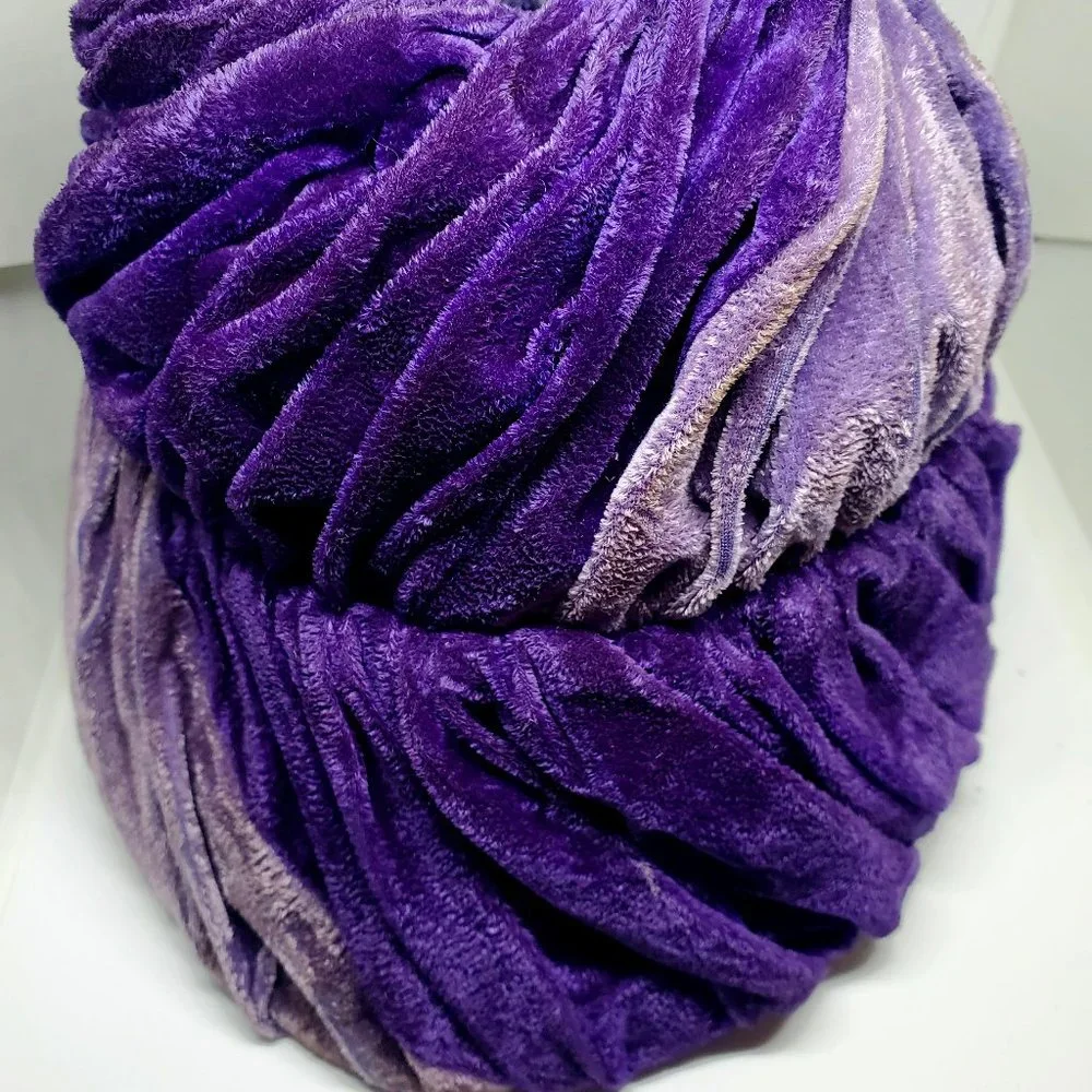 Vintage Crushed Velvet Light and Dark Purple Cloche Flapper Hat Ladies Womens
